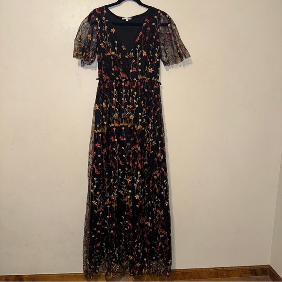 Baltic Born Floral Marsielle Black Dress With Pink, Orange, & Yellow Accents - Picture 5 of 16